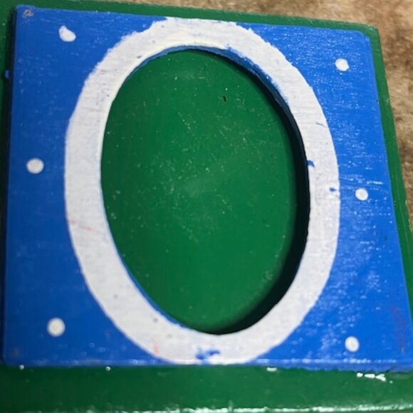 VTG 7 Piece Wooden Christmas JOY NOEL Blocks Picture Frames Table Decor 2.5" - Picture 12 of 14